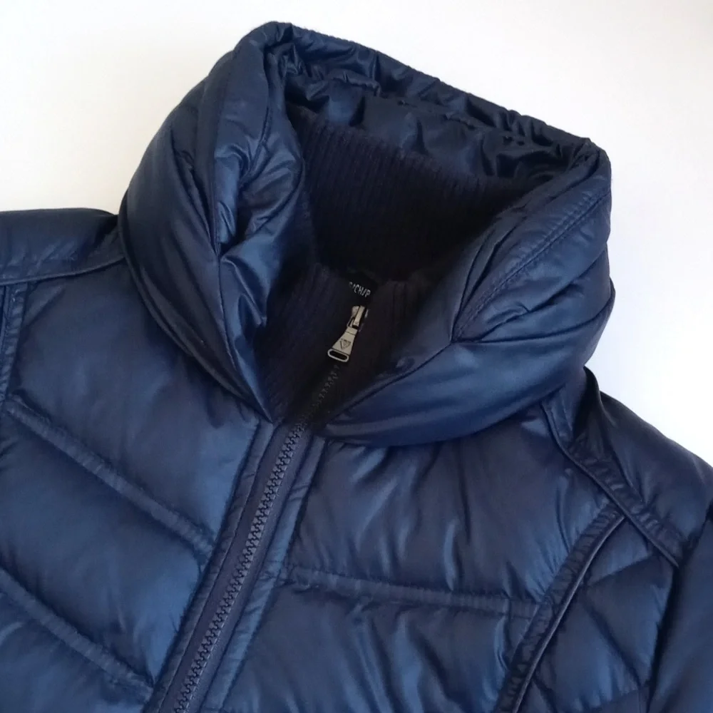 Guess Women’s Navy Blue Quilted Puffer Ski Snow Winter Long Sleeve Coat Small - Picture 4 of 16